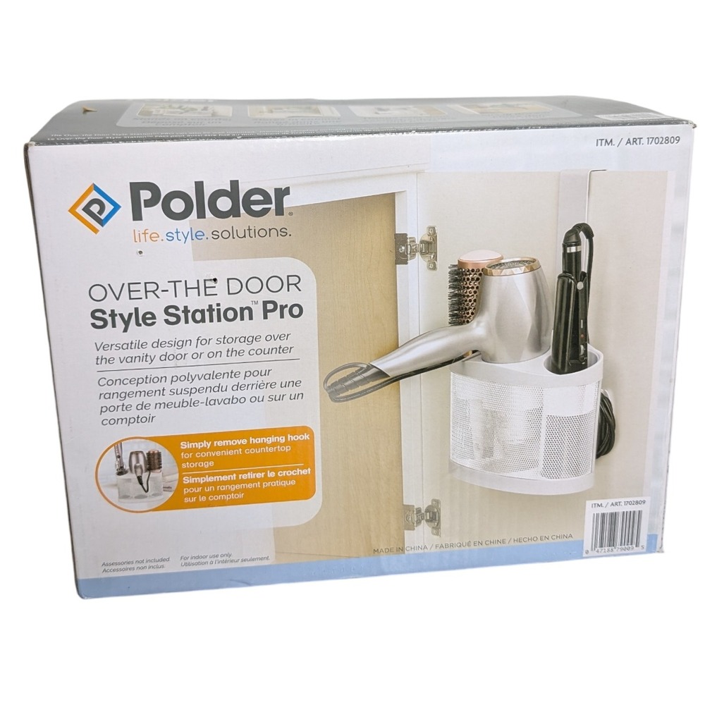 New in Box Polder Over the‎ Door Hair Styling Tool Storage Solution White